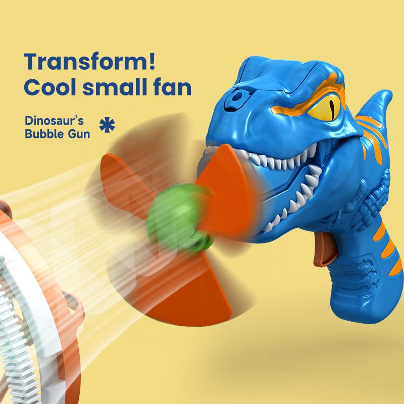 Automatic Dinosaur Bubble Gun Electric Soap Bubble Blowing Hand-Held Fan Soap Machine Outdoor Kid Toy Children Birthday Gift
