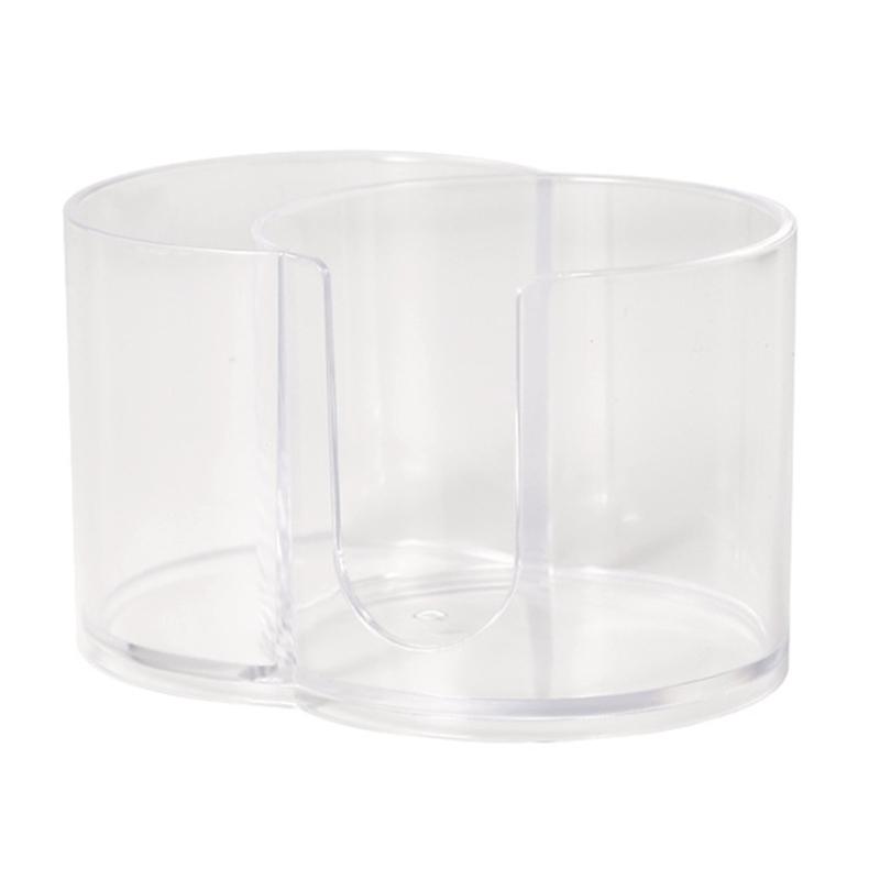 

Пластиковый контейнер с двумя отделениями для ватных палочек и косметических дисков, органайзер для столешницы в ванной чистый