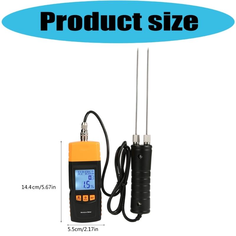 Digital Moisture Tester with Backlit LCD Screen and Auto Shutdown Function for Accurate Humidness Measurement in Wood and Textiles