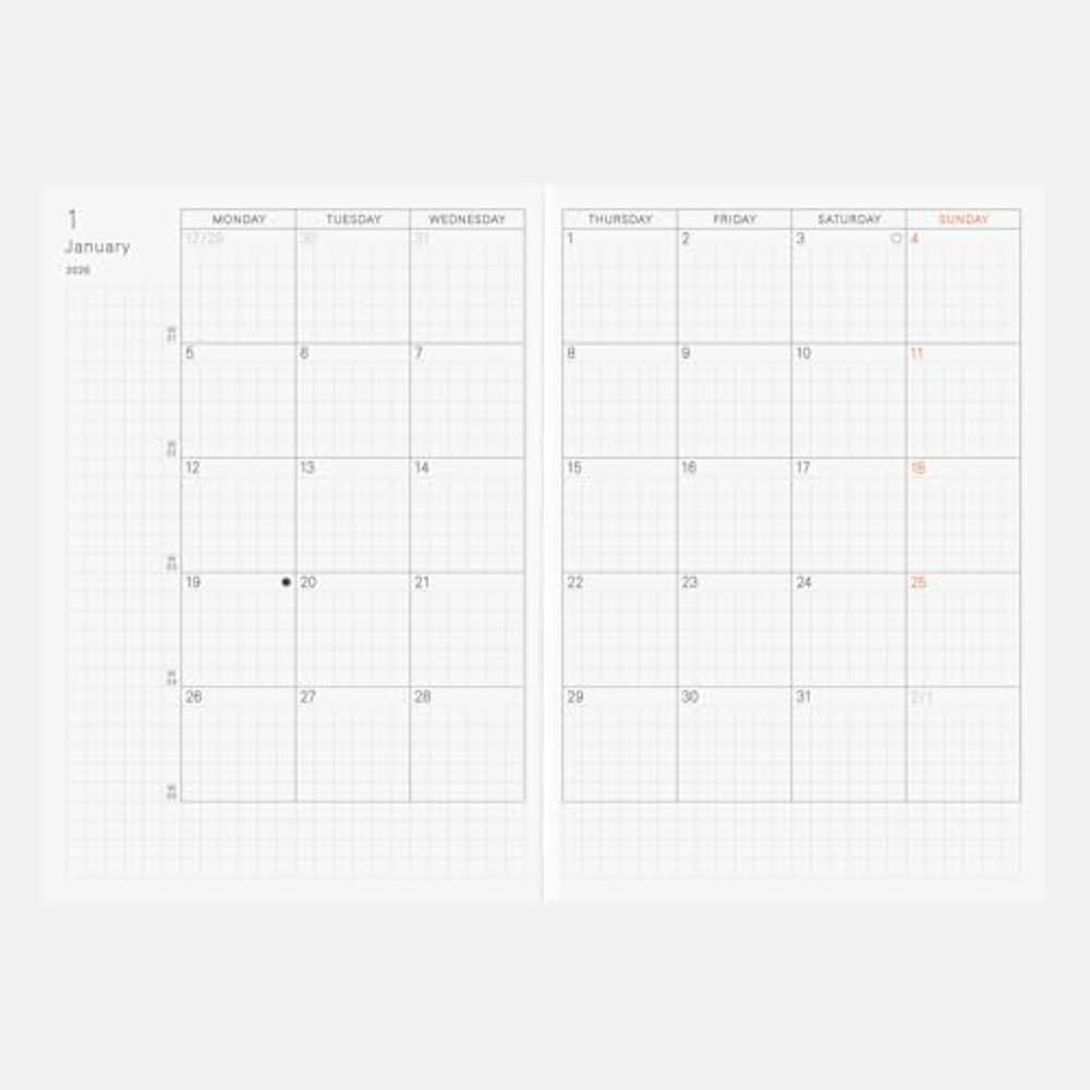 Hobonichi Notebook 2026 Main Unit Planner [A6/1 day 1 page (English) /January/Monday start]