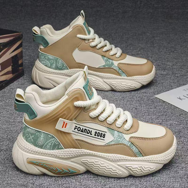 New men's sports single shoes high-top basketball shoes men's youth and youth trendy brand running heightened thick-soled leisure