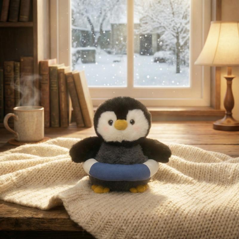 Mignons jouets en peluche de pingouin islandais Peluches pingouin à déguiser Cadeau pour enfants Cadeau d'anniversaire Cravate Jupe Bouée de natation about 10-15cm