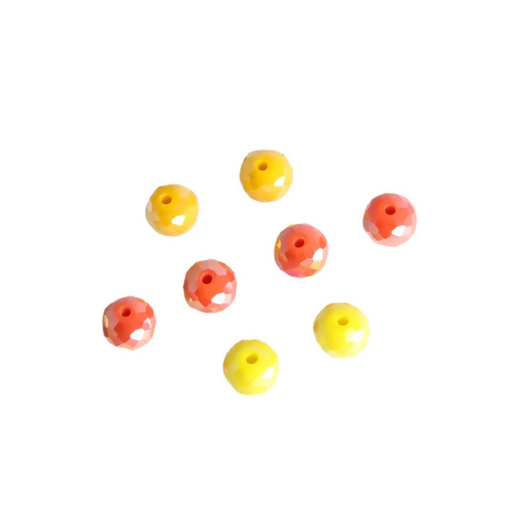 Retro Painted Czech Glass Lemon Pumpkin Flat Beads for DIY Jewelry Accessories