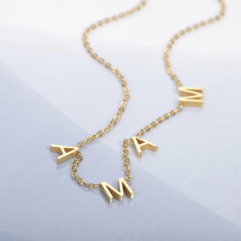 Mama Letters Pendant Necklace For Women Gold Color Stainless Steel Clavicle Chain Choker Female Fashion Jewelry Mom Gifts