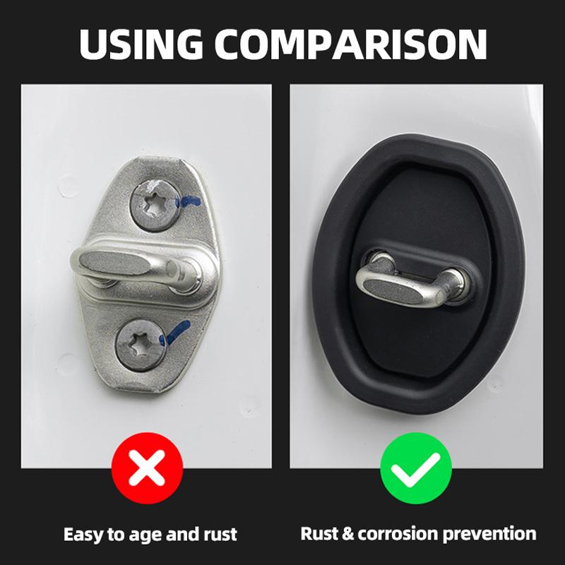 Car Door Lock Protection Pad Silicone Sound-reducing Shock-absorbing Door Lock Protection Cover Universal Door Lock Rubber Sleeve for Car Models