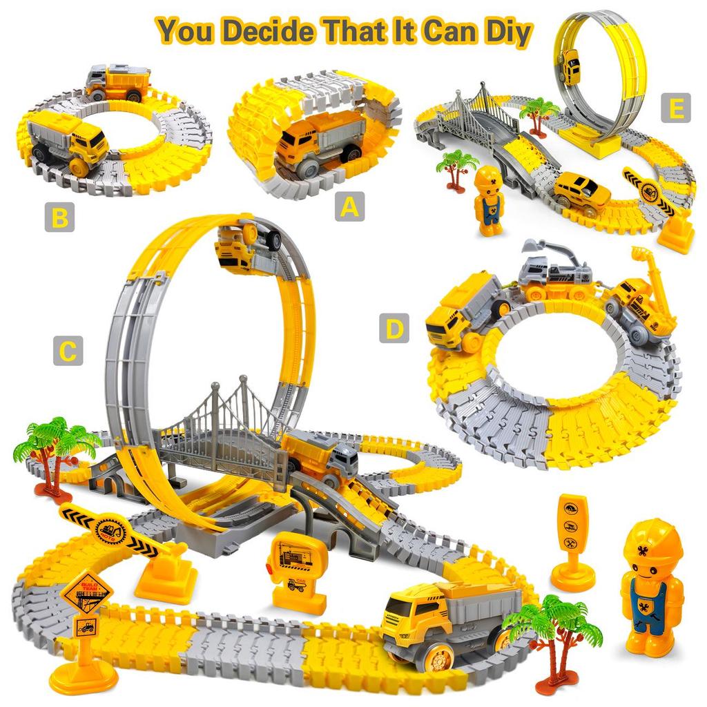 Children's Electric Engineering Track Car Set - Assembly Train Toy for Boys