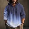 Printed Men's Cotton And Linen Shirt Hooded Long-sleeved Hooded Spring And Summer Casual Daily Wear