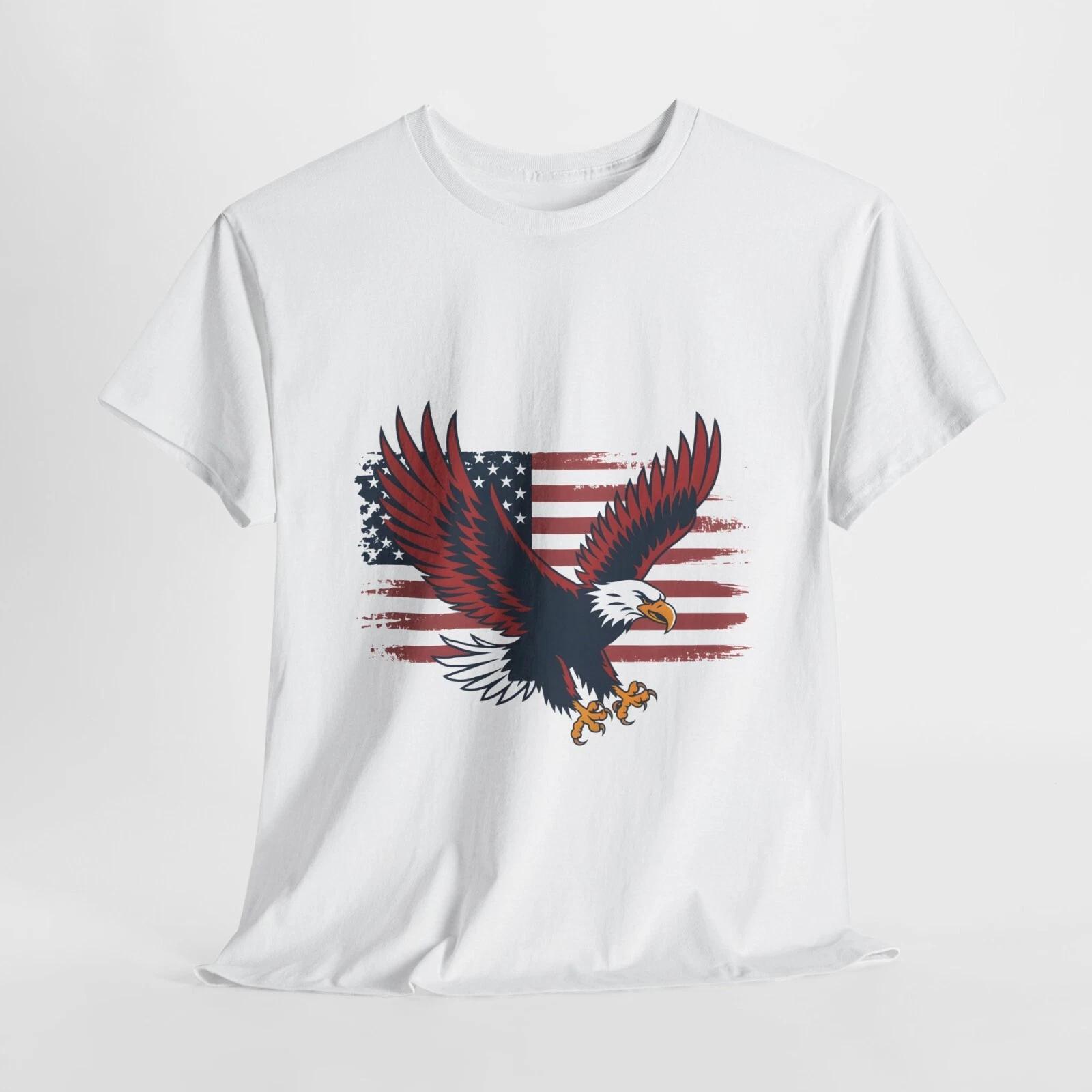 Patriotic Eagle Tee - Unisex Cotton T-Shirt, July 4th Shirt, Flag Graphic T-shit 4XL