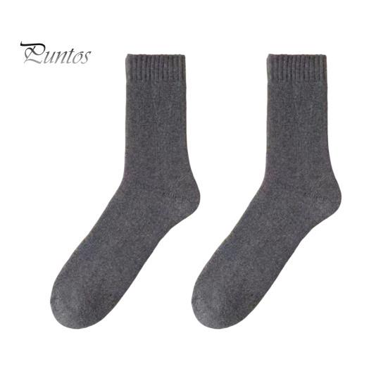 

1 пара мужских зимних носков средней длины с теплоизоляцией для дома и спальни, однотонные нескользящие трикотажные спортивные носки на каждый день темно-серого