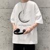 Men's Summer Loose-Fit Cotton Trendy T-Shirt, Hong Kong Style, Plus Size Half-Sleeve