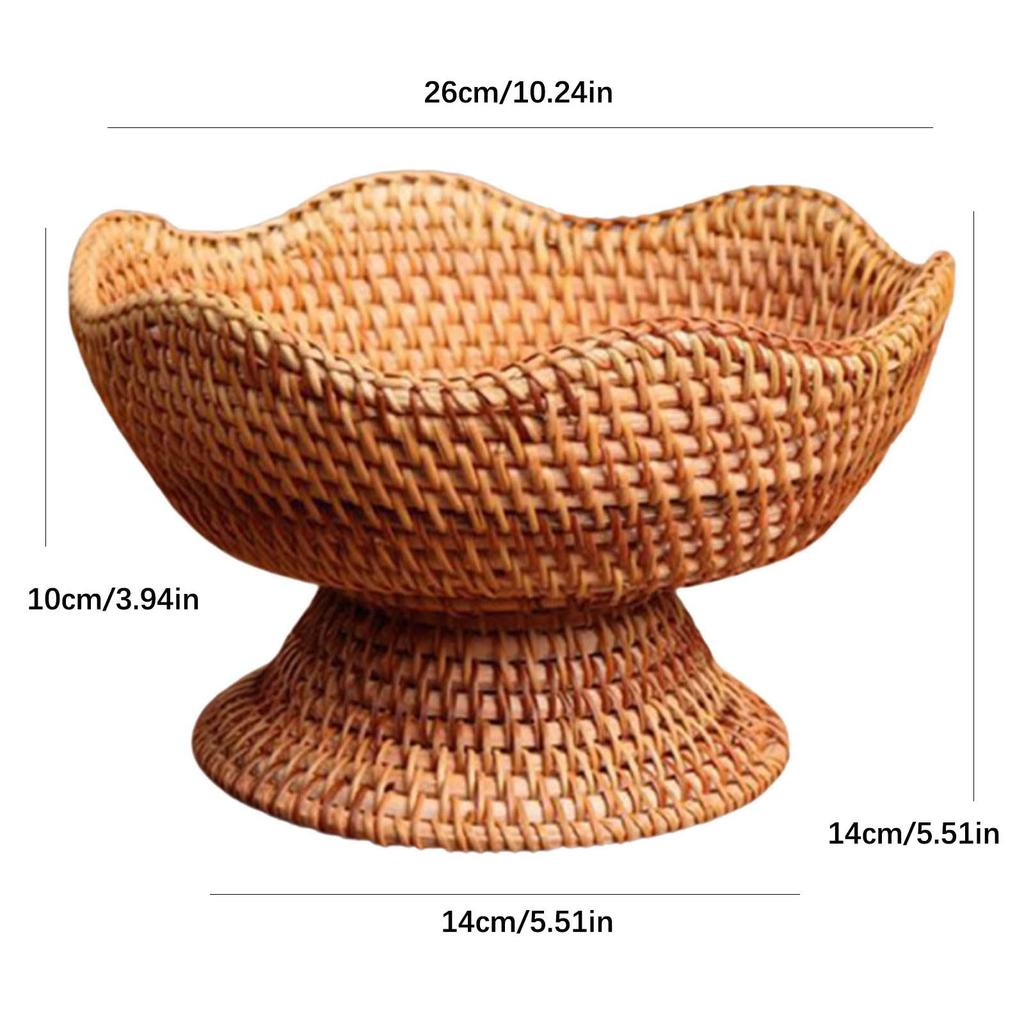 Medium Size Rattan Woven Basket Fruit Plate Small Round Basket For Potato ganizer Wallet Entryway Kitchen Dining Bar Snack