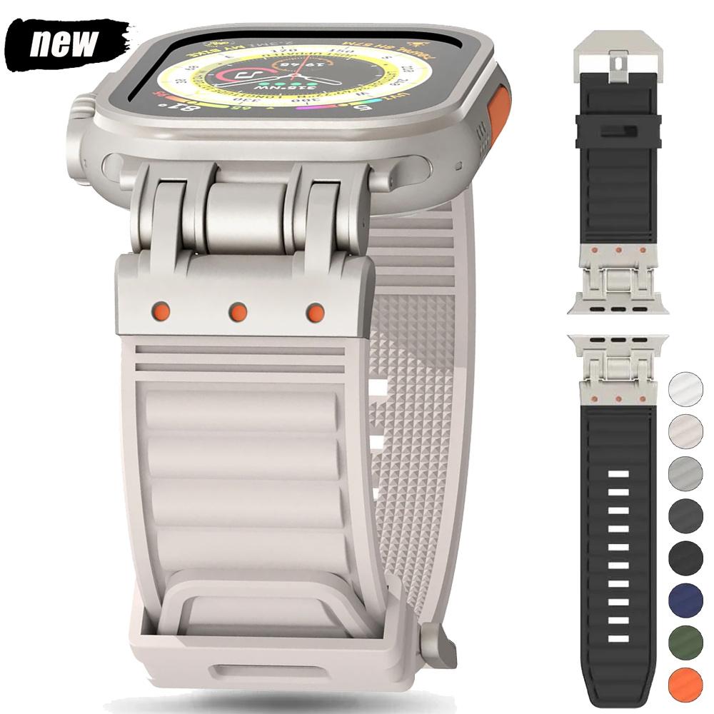 Correa Deportiva de Silicona Para Apple Watch Ultra 2 49mm 45mm 44mm 42mm Correa de Goma Suave Para iWatch Series 9 8 7 6 5 4 se Pulsera para Hombre