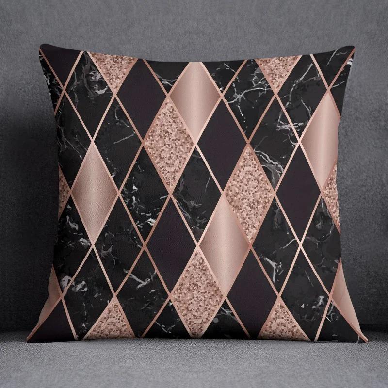 Nordic Luxury Geometric Texture Print Pillowcase Home Bedroom Room Decoration Office Seat Living Room Sofa Cushion Cover 45X45Cm