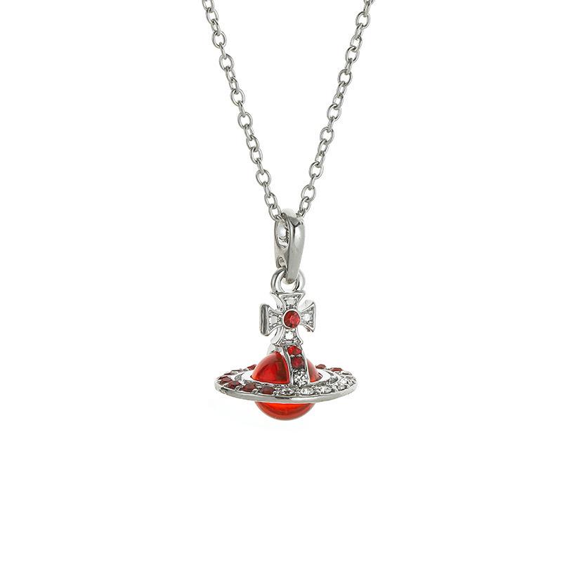 Empress Cixi Saturn Gradient Diamond Orb Necklace & Earrings Set for Women