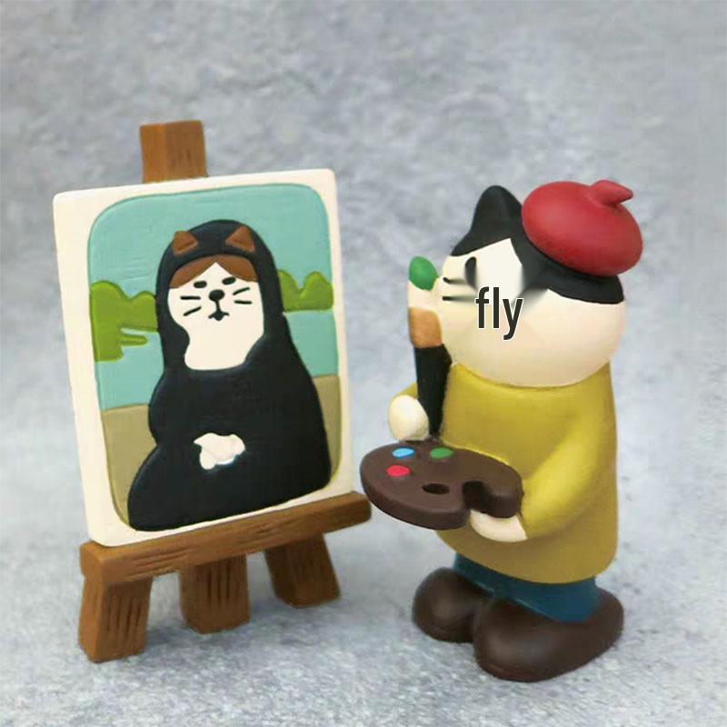 Creative Japanese Resin Cat & Frog Figurines - Trendy DIY Handmade Blind Box Decoration