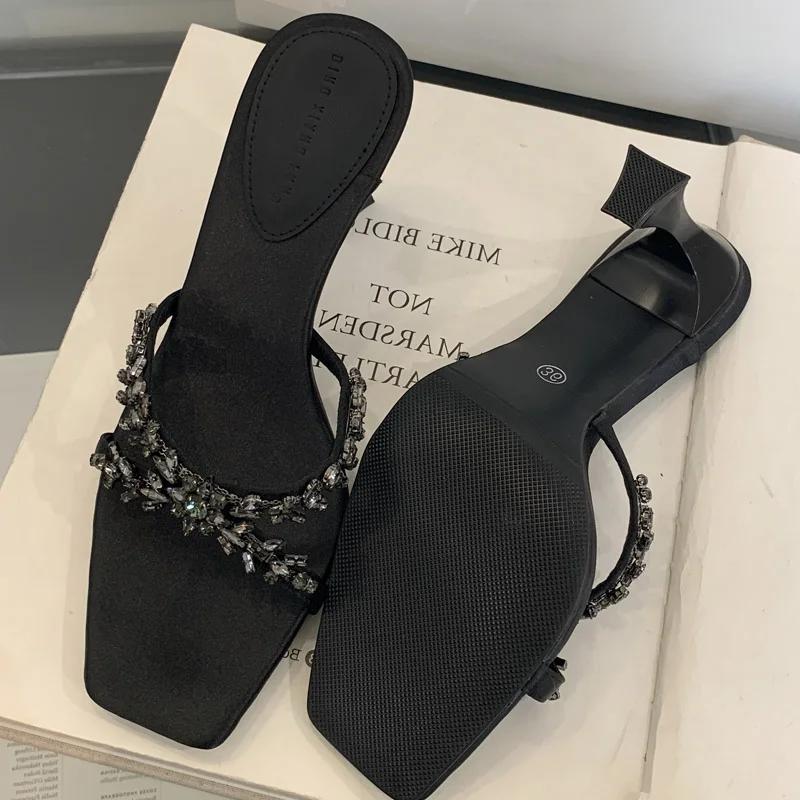 Fashion Street Style Fashion Slippers Woman Open Toe Thin High Heels Shoes for Women Sandals Stripper Party Slides Exquisite Women Shoes
