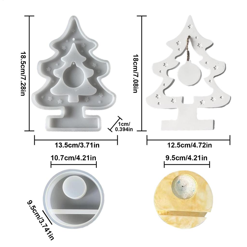 Tealight Candle Mold Christmas Tree Tealight Candle Holder Silicone Molds 2 Pieces Plaster Mould Art Craft For Wedding