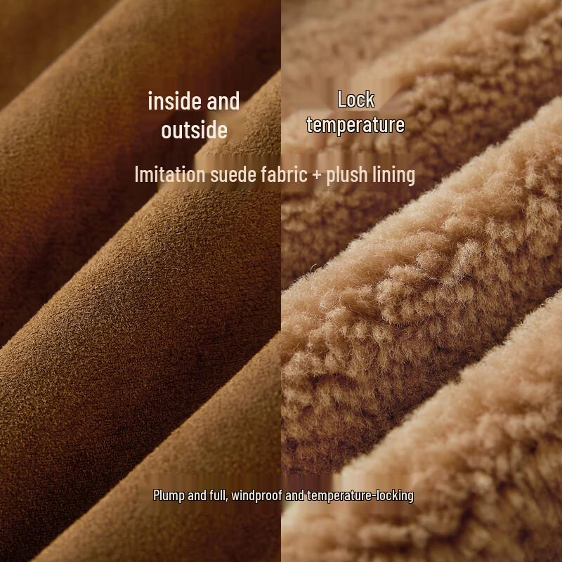 Sancai Faux Suede Hooded Toggle Fur Coat