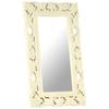 Hand Carved Mirror White 80x50 cm Solid Mango Wood