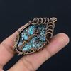 Tibetan Turquoise Pendant, 999 Copper Wire Wrapped Gemstone Jewelry, Handmade Pendant, For Thanksgiving