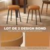 Round Dining Chairs, Set of 2, Stackable, PU Padded Seats, Brown and Black