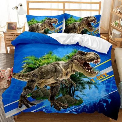 3D Ložní soupravy s dinosaury Jurský svět Bitva Povlak na přikrývku Jedinečný povlak na peřinu s dinosaury Dětské chlapecké King Polyesterový povlak na přikrývku