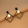 Korean Style Geometric Rhombus Metal Stud Earrings - Fashionable and Versatile