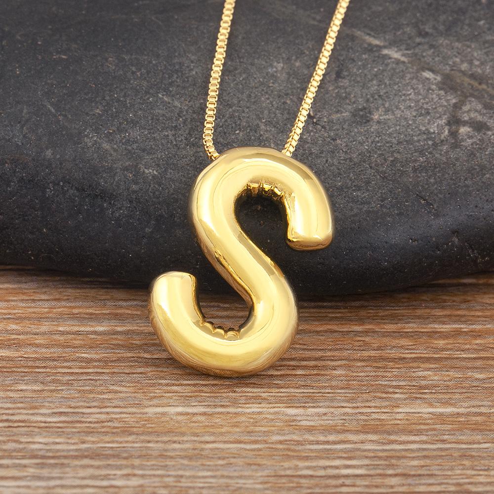 Nidin New Retro Punk Style Copper A-Z Letters Pendant Necklace Initials Alphabet For Women Vintage Name Jewelry Daily Party Gift