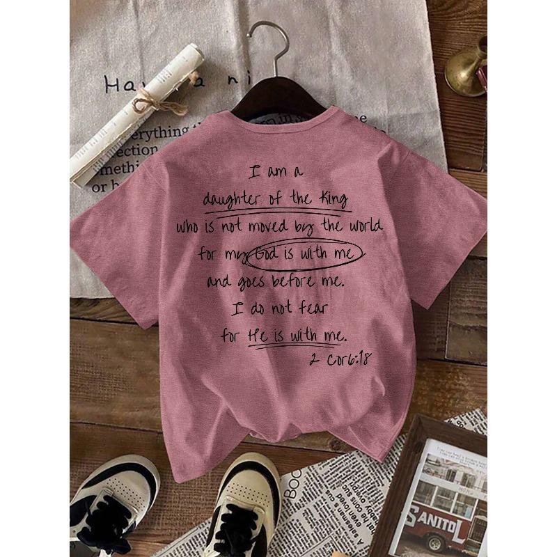 T-shirt con Stampa Grafica, Manica Corta Girocollo Top Casual per Estate e Primavera, Abbigliamento Donna