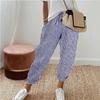 Women's Summer Fashionable Loose Stripe Printed Elastic Waist Drawstring Casual Pants