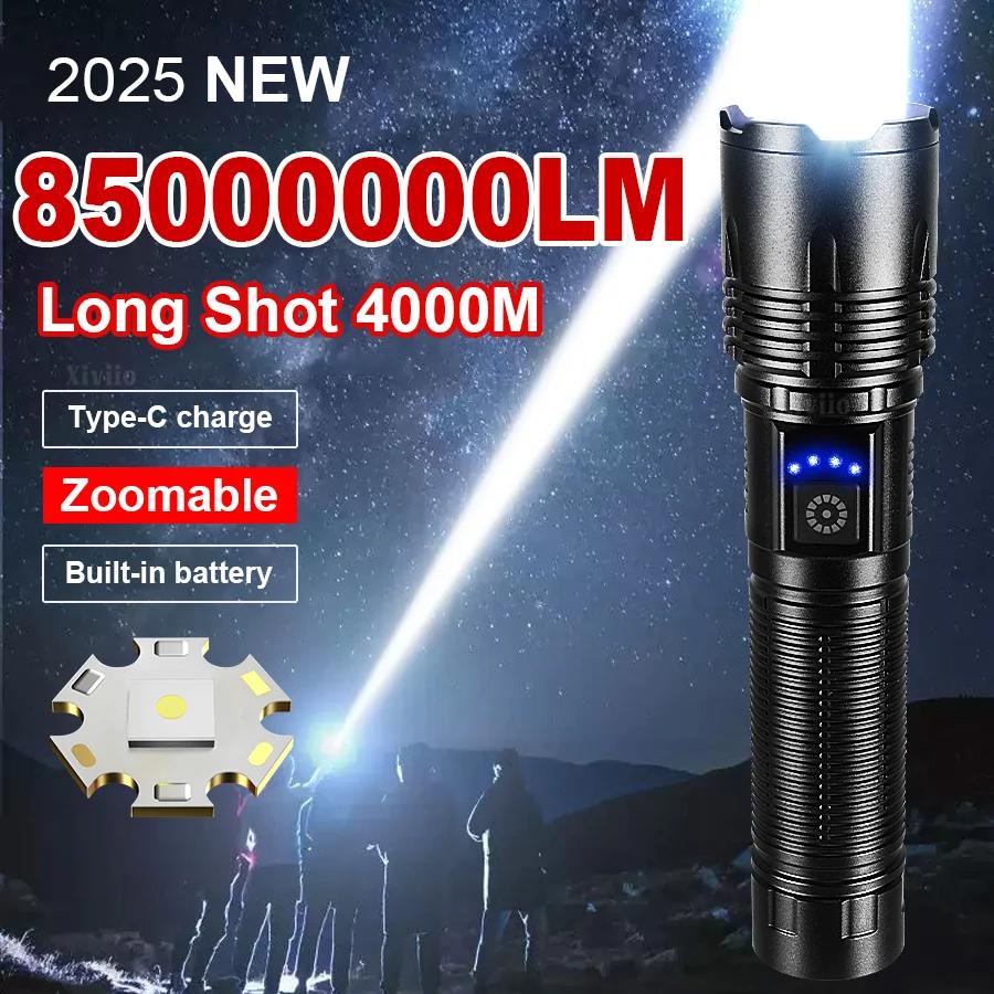 2026 NEW Ultra Bright LED Flashlight Strong Light Tactical Torch Rechargeable Portable Lamp Outdoor Camping Lantern