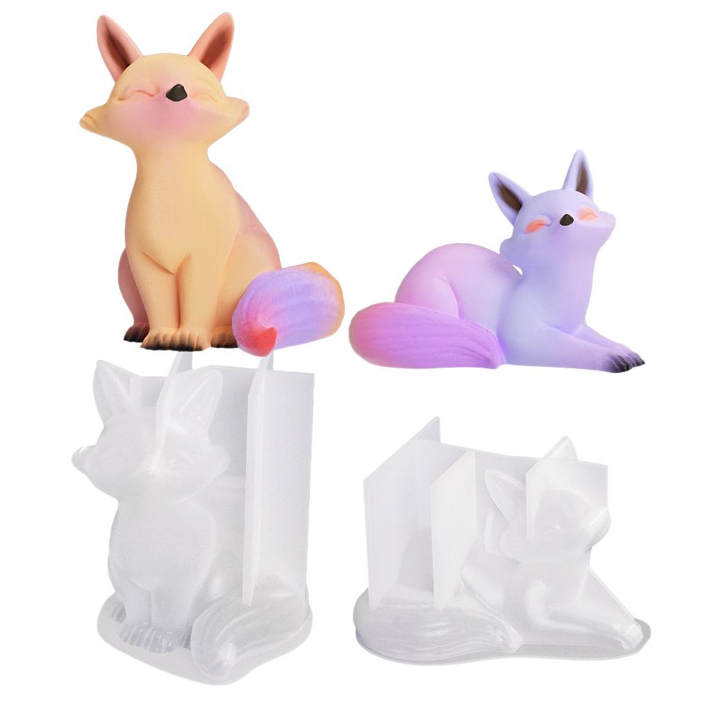 3D Foxes Candle Mold Animal Silicone Mold for Candle Making Craft Resin Molds Aromatherapy Candle Soap Mold Home Dec