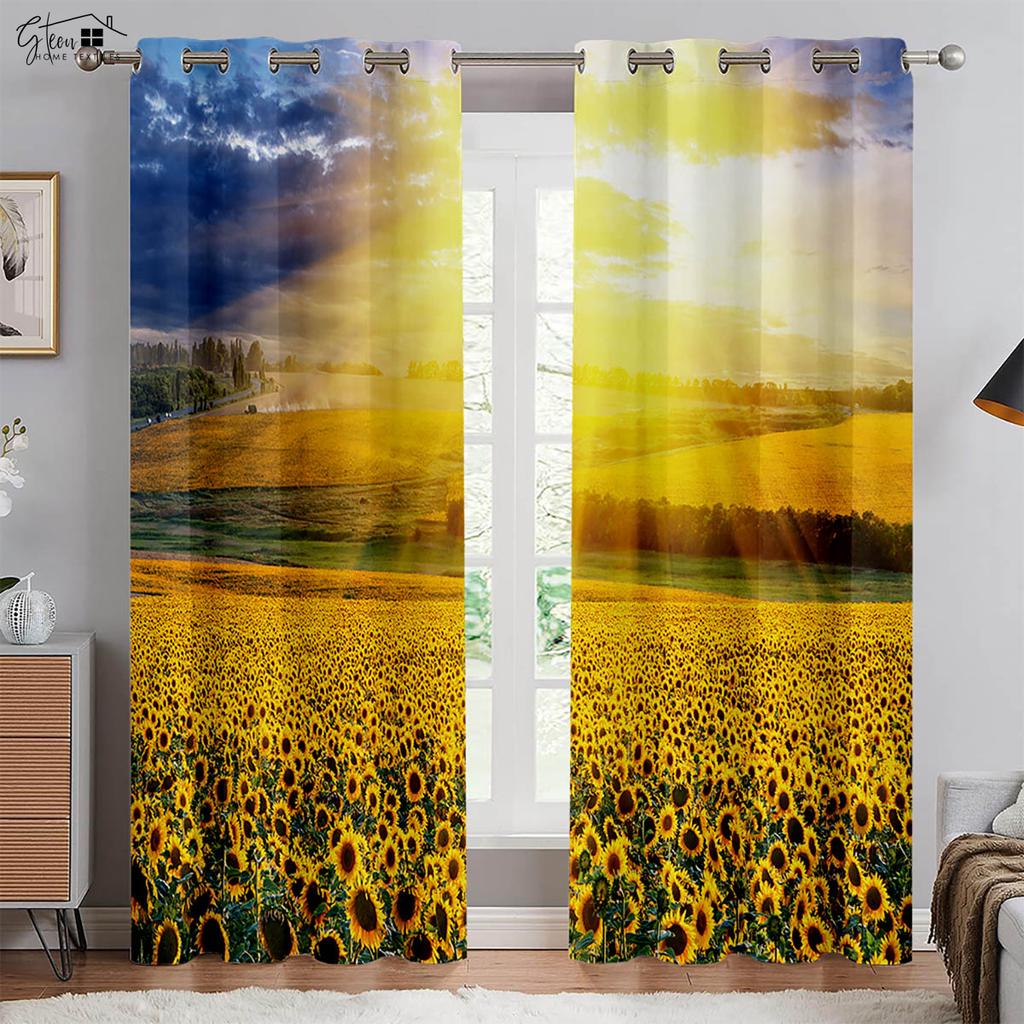Flower Sunflower 3d Printing Curtain Light Blocking Heat Insulation Curtain Bed Room Living Room Study Light blocking Decoration Drapes