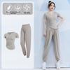 Women's Spring/Summer Yoga Suit Set - Short Sleeve Activewear for Outdoor Runs, Pilates, and Fitness Training