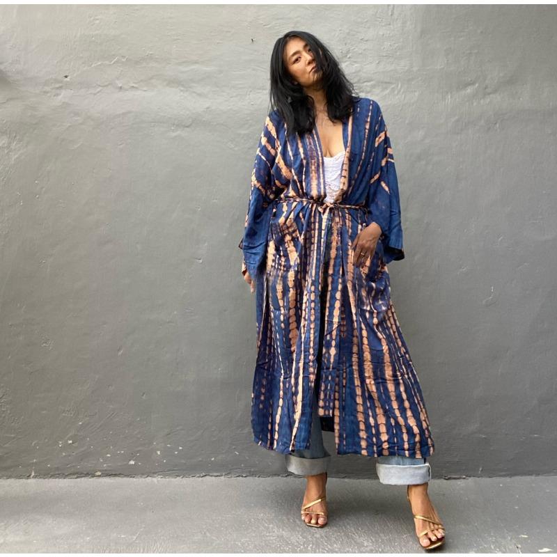 Women's Fashion Spring Fall Colour Block Print Long Sleeve Loose Waistline Casual Dresses