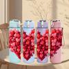 1PC Red Rose Heart Shape Print 750ml Color Plastic Sports Water Bottle Leakproof Flip Straw Lid Suitable for Sports Office Home Use
