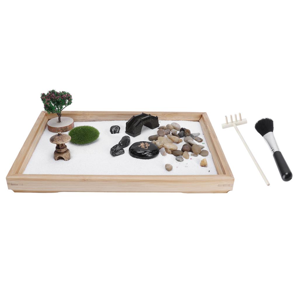 Sand Garden Kit Zen Japanese Mini Meditation Tabletop Decoration Accessory for Home Office