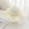 French lace holiday style straw hat summer beach seaside UV protection straw hat holiday visor sun protection hat