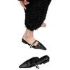 Fashion Hot Selling 2025 Summer New Elegant Solid Color Sexy Pointy Crystal Buckle Decorative Party Low Heel Slippers Zapatillas Mujer