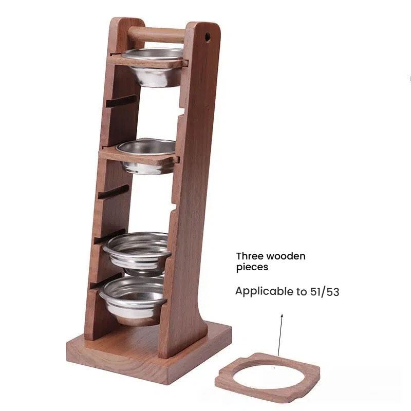 

Storage Rack Coffee Powder Bowl Storage Rack Walnut Espresso Basket Display Rack Suitable for 51/53/58Mm Universal Barista Tools