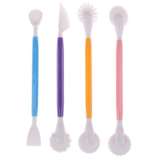 

4 шт. Резак для карвинга по торту Двусторонний Безопасный Пластиковый Очаровательный Набор резаков для теста для изготовления сахара