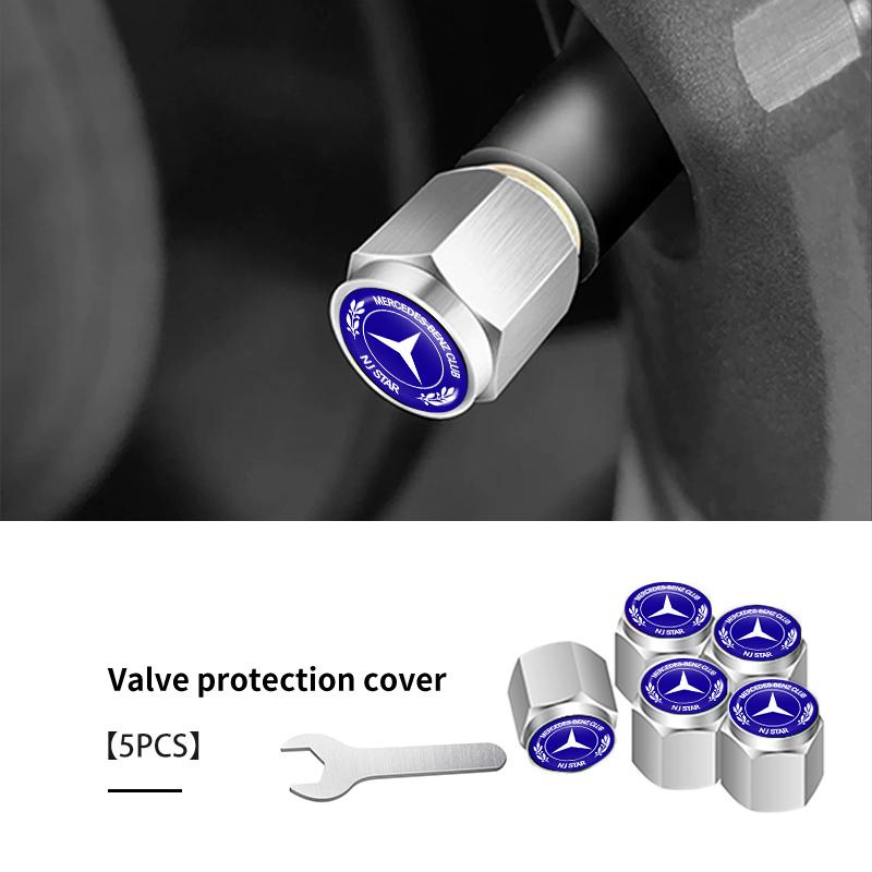 

GLC GLB 5pcs Car Wheel Tire Valve Protection Cap Theftproof Tyre Stem For Mercedes Benz C180 C300 W124 W176 W177 C200 C260 GLC