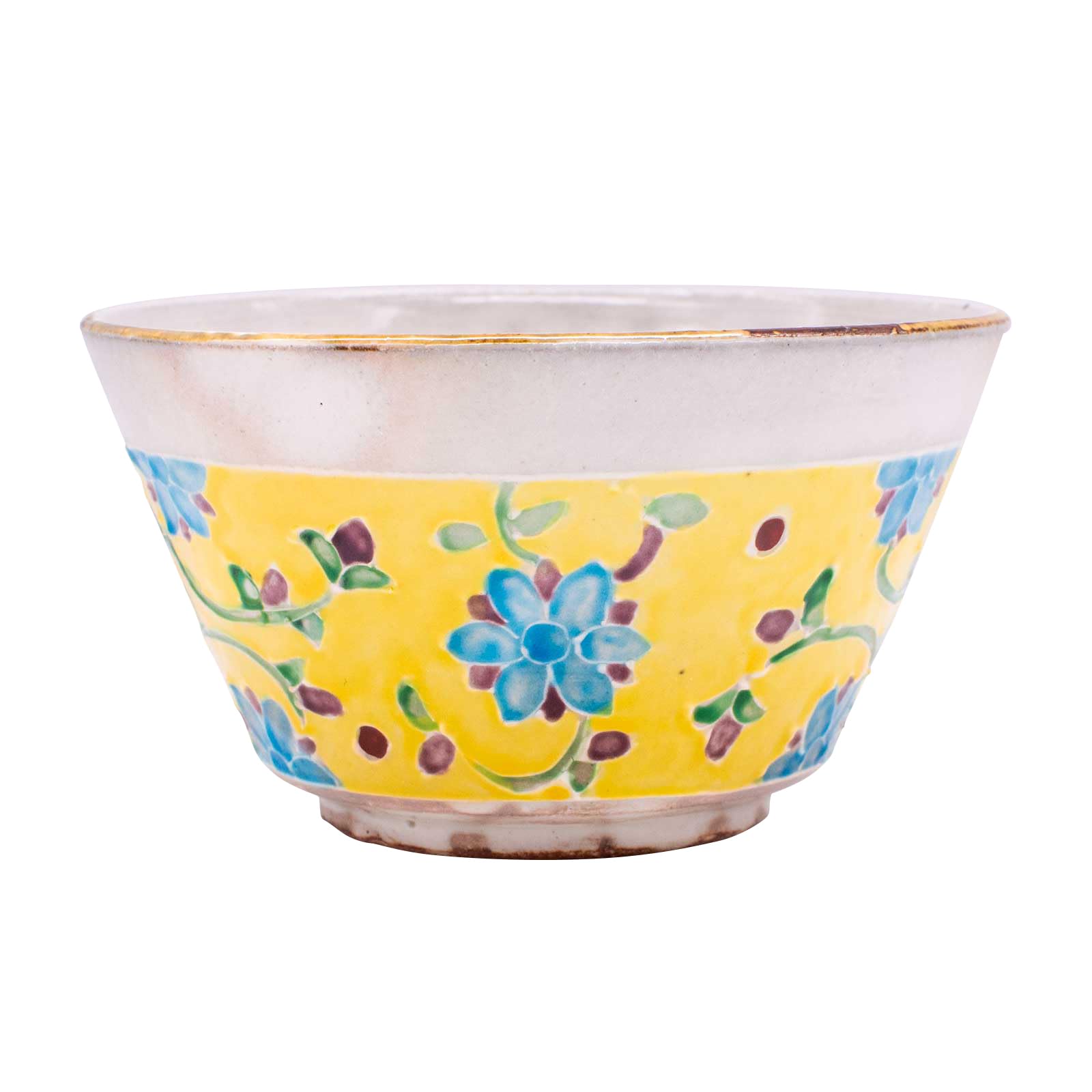 Рисовая/чайная чаша Maeken Kyoto ware/Kiyomizu ware, диаметр около 11 см x высота 6 см, изготовлена печью Shunzan, с трубчатой росписью flora