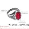 Anillo Retro para Hombre LNCHRAN: Acero Inoxidable 304 Plateado con Circonita Sintética Ovalada Roja