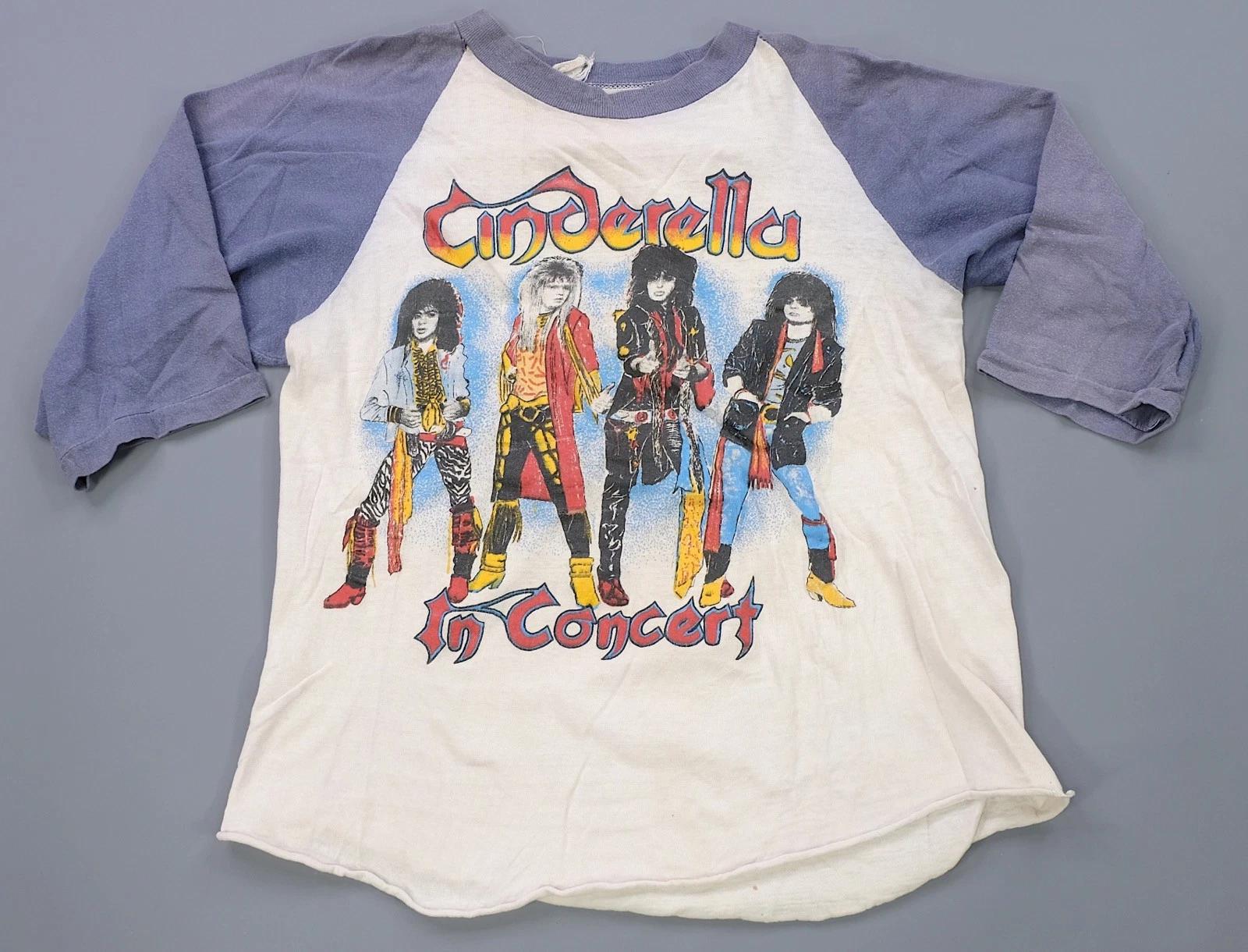 Rare Vintage Cinderella in Concert on Tour Raglan T Shirt 80s Metal Rock Band S