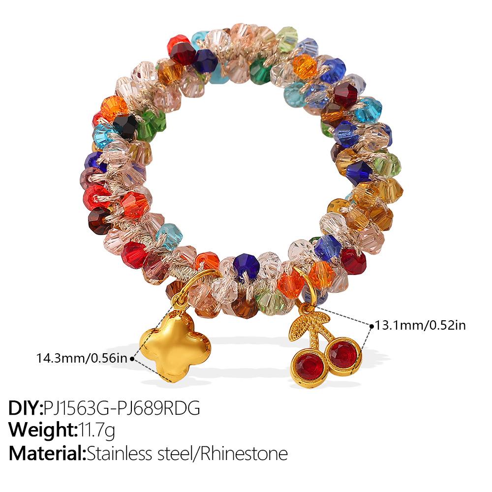 New Sweet Dopamine Color Crystal DIY Peach & Pineapple Pendant Hair Tie, Hair Accessories for Women