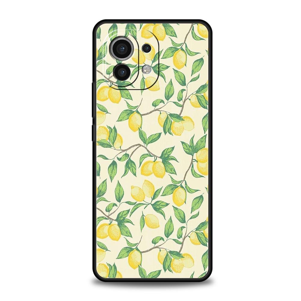 Handyhülle für Xiaomi Mi 15 14 13 12 11 Lite 14T 13T 12T 11T Pro Poco X6 X5 X3 Pro F6 F5 F4 Frucht Zitrone Schwarze Hülle