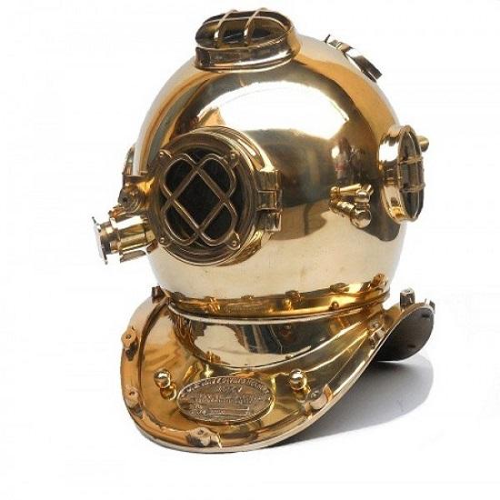 Pure Brass Single Ring Diving Helmet Scuba Nautical Mark V