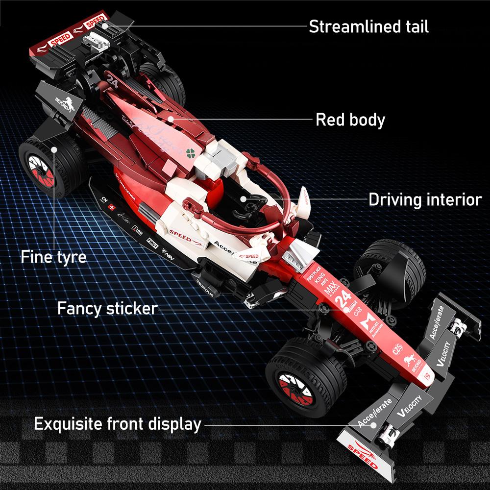 Non-Toxic 623Pcs 1:24 Technical Famous F1 Race Cars Building Moc Building Blocks City Vehicle Cool Model Car Kits Toy Holiday Adult Gifts