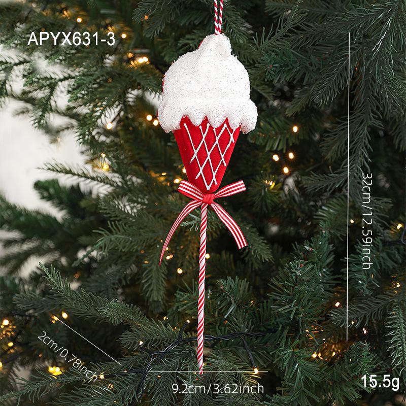 Red & White Plush Candy Christmas Balls Ornaments for Tree Decoration